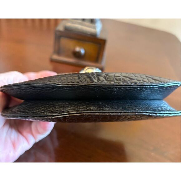 BRIGHTON - Vintage Black Croc-Embossed Leather Small Clutch. Like New! - Picture 10 of 16